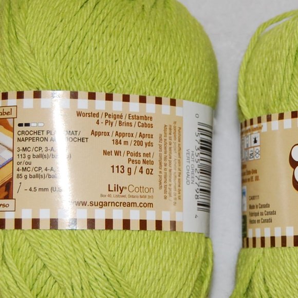 Same Dye Lot of 2, #4 Worsted, Lily Cotton Yarn, Hot Green - Picture 5 of 8